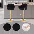 SERENITà GP1863 Modern Velvet Breakfast Bar Stools Swivel Barstools Adjustable Counter Stools with Backrest (Gold-Black)