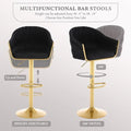 SERENITà GP1863 Modern Velvet Breakfast Bar Stools Swivel Barstools Adjustable Counter Stools with Backrest (Gold-Black)