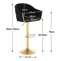 SERENITà GP1863 Modern Velvet Breakfast Bar Stools Swivel Barstools Adjustable Counter Stools with Backrest (Gold-Black)
