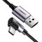 UGREEN USB-C to Angled USB2.0-C Round Cable M/M Aluminum Shell Nickel Plating 1m (Gray Black) 50123