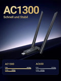 UGREEN 50341 AC1300 Dual-Band USB3.0 Wi-Fi Adapter 867Mbps 5GHz, 2x 5dBi Antennas, 50m Range, for PC/Laptop