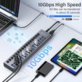 ACASIS HS-716MG USB 3.2 Gen2 10Gbps 12V/8A 16 Port USB-A + On/Off Switch with AC Power Adapter for PC & Laptop