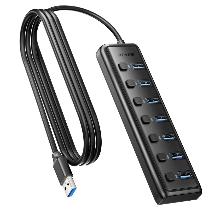 BENFEI 000425BK USB3.0 to 7 Port USB3.0 HUB (Black)