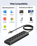 BENFEI 000425BK USB3.0 to 7 Port USB3.0 HUB (Black)