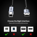 BENFEI 000406GY-2M USB Printer Cable, 6.6 FT/2 Meter USB A to USB B Cable