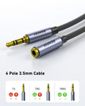 BENFEI 421GY 10M 3.5mm Male to Female AUX Extension Cable, TRRS 4-Pole Stereo Audio Jack Cord for Headphones, Microphone, Smartphones, PC, Laptop, Speakers
