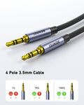BENFEI 427GY 5M 3.5mm TRRS Male to Male Audio Cable, 4-Pole Stereo Mic Aux Cable, Nylon Braided Headphone Jack Cord