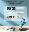 CHOETECH T618-F-BK 3-in-1 15W MagSafe Wireless fast Charger Stand for iPhone i-Watch AirPods w/ Ambient Light