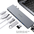 INTACT 9820T 8-in-1 Dual USB-C Adapter for MacBook/Pro HDMI/ Thunderbolt3/USB3.0*3/TypeC/SD/TF