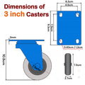 3 inch Heavy Duty Caster Wheels Swivel with Brake Locking Casters Castor Wheels Cart Furniture Workbench