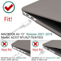 Suitable for  MacBook Air 13 Inch Case 2022 2021 2020 2019 2018, A1932, A2179, A2337 Shell Case Keyboard Cover Grey