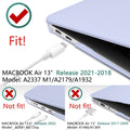 Suitable for  MacBook Air 13 Inch Case 2022 2021 2020 2019 2018, A1932, A2179, A2337 Shell Case Keyboard Cover lavender Grey