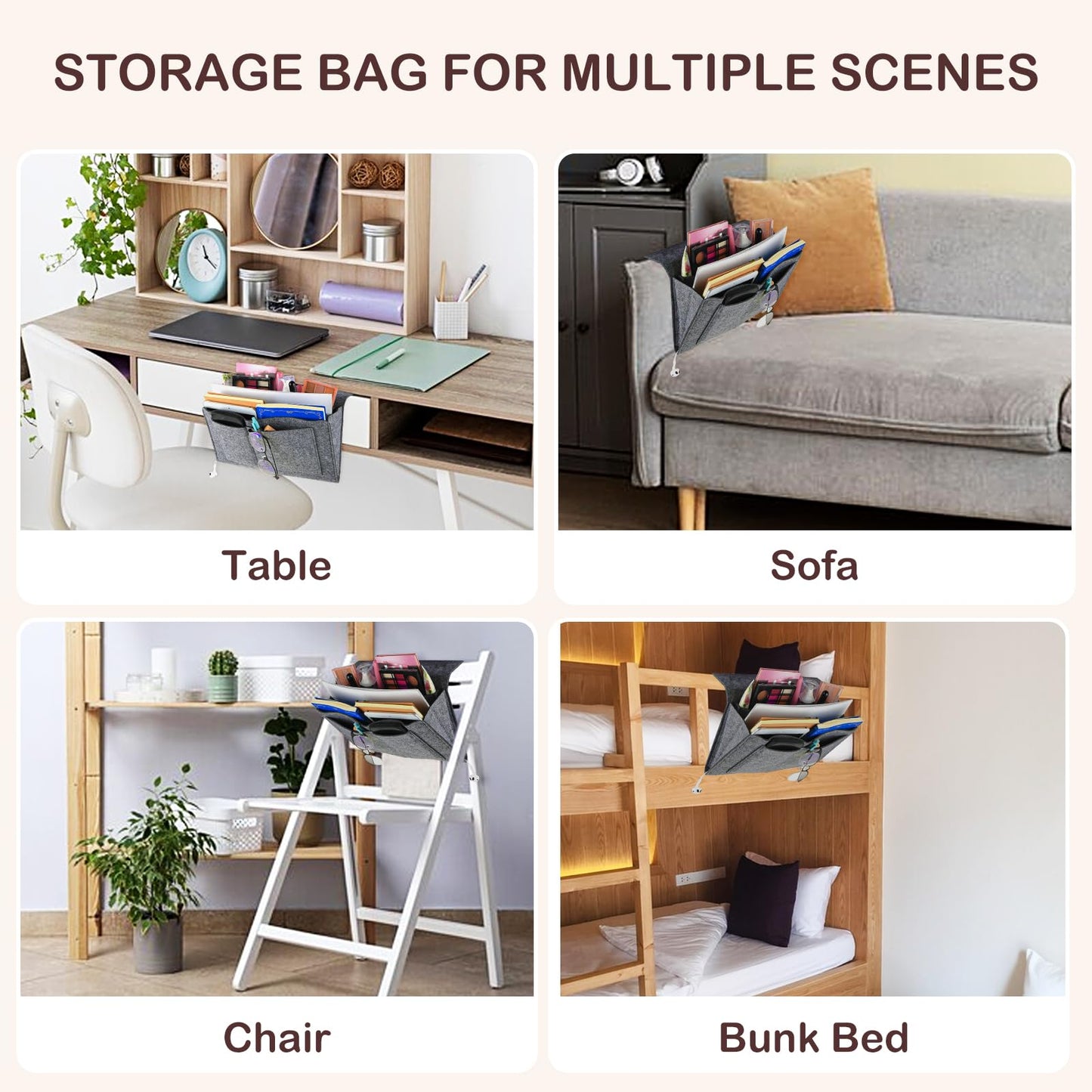 Bed Organiser Bed Caddy Sofa Organiser Bedside Organiser Book Magazines Organiser Grey