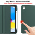 iPad 10th Case 10.9 Inch 2022 with Pencil Holder, Smart iPad Clear Case with Soft TPU Auto Wake Sleep Dark Green
