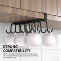 Under Cabinet Mug Holder 12 Hooks No Drill Cup Rack Organizer for Kitchen Storage Black