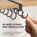 Under Cabinet Mug Holder 12 Hooks No Drill Cup Rack Organizer for Kitchen Storage Black