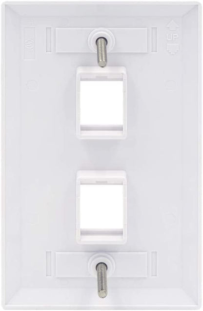 2 Port QuickPort outlet Wall Plate face plate, two Gang White