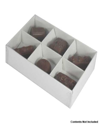 10 Pack of White Card Chocolate Sweet Soap Product Retail Gift Box - 6 Bay Compartments - Clear Slide On Lid - 12x8x3cm