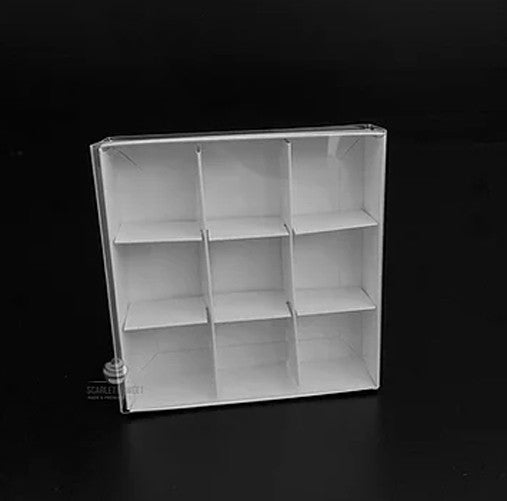 10 Pack of White Card Chocolate Sweet Soap Product Retail Gift Box - 9 bay 4x4x3cm Compartments  - Clear Slide On Lid - 12x12x3cm