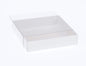 10 Pack of 15cm Square Invitation Coaster Favor Function product Presentation Cookie Biscuit Patisserie Gift Box - 4cm deep - White Card with Clear Slide On PVC Lid