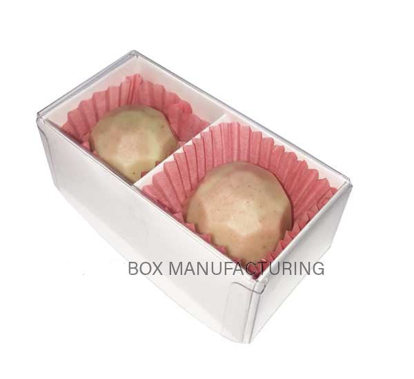 50 Pack of White Card Chocolate Sweet Soap Product Retail Gift Box - 2 Bay Compartments - Clear Slide On Lid - 8x4x3cm