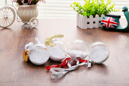 50 Wholesale Pack Glass Bauble 8cm Diameter Round Clear with Silver Cap - table or tree centrepice personal memory theme craft gift