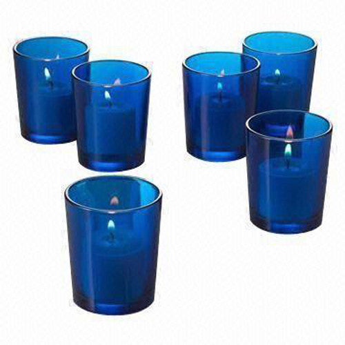 10 Pack Blue Glass Votive Tealight Candle Holders House Party Centerpiece Xmas Wedding Decor Glass Candlestick Party Decorations Bridal Baby Shower Event