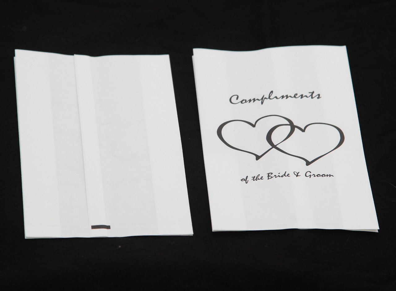 100 Pack Wedding Cake Bags Greaseproof Wax Paper Slice Take Home Favour Heart n Message