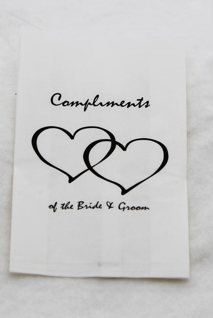 100 Pack Wedding Cake Bags Greaseproof Wax Paper Slice Take Home Favour Heart n Message