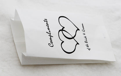 100 Pack Wedding Cake Bags Greaseproof Wax Paper Slice Take Home Favour Heart n Message