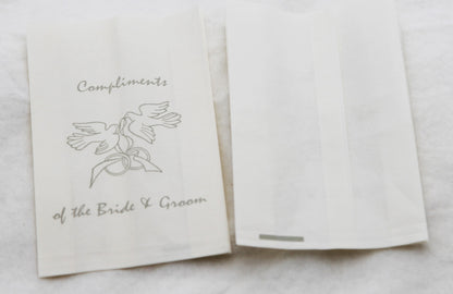 150 Pack Wedding Cake Bags Greaseproof Wax Paper Slice Take Home Favour Silver Doves