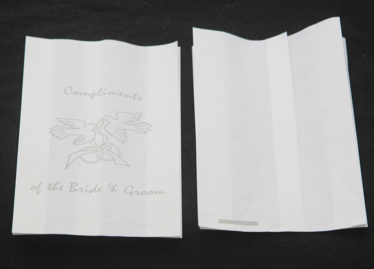 150 Pack Wedding Cake Bags Greaseproof Wax Paper Slice Take Home Favour Silver Doves