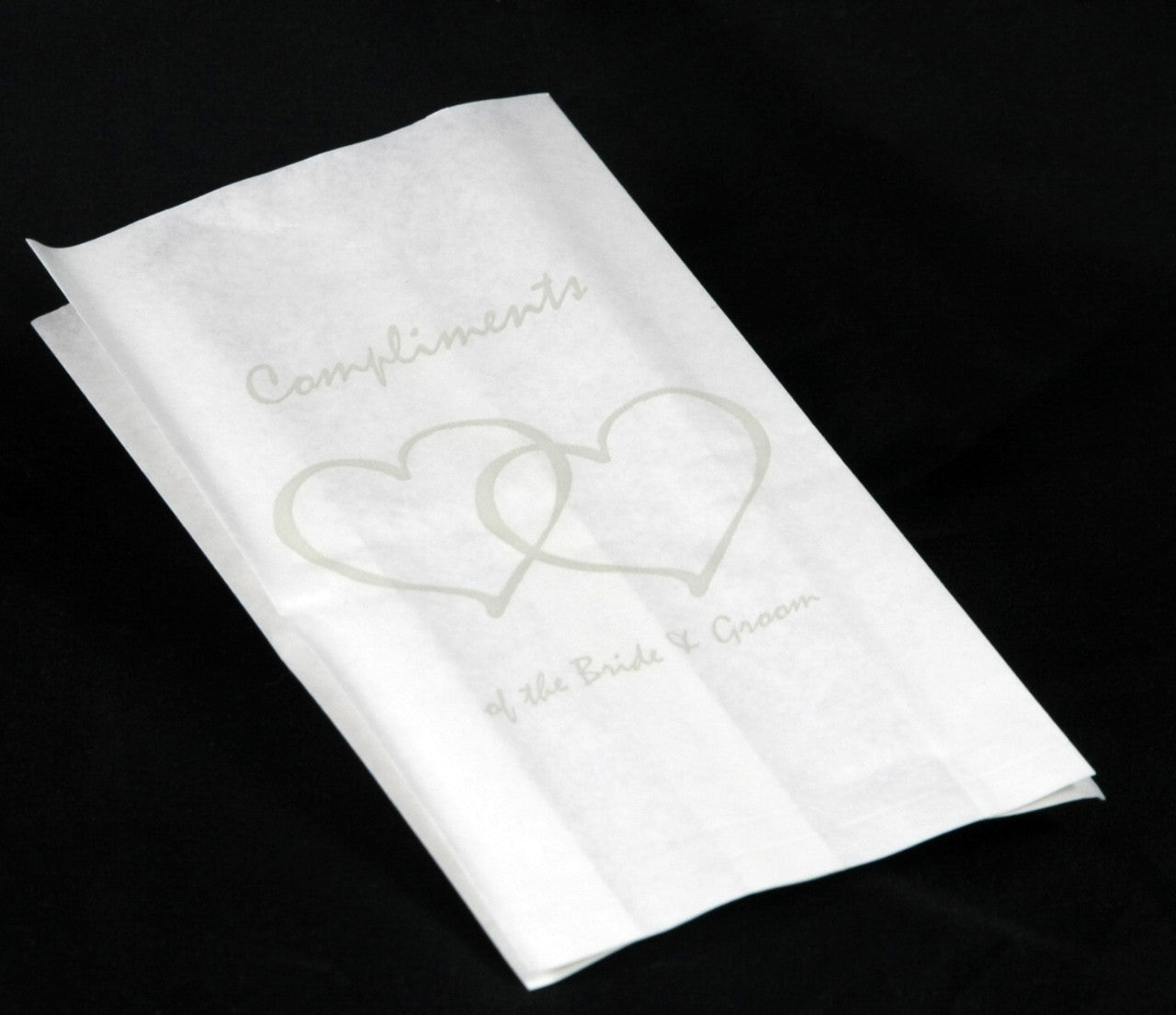 200 Pack Wedding Cake Bags Greaseproof Wax Paper Slice Take Home Favour Silver Heart n Message