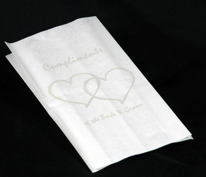 200 Pack Wedding Cake Bags Greaseproof Wax Paper Slice Take Home Favour Silver Heart n Message