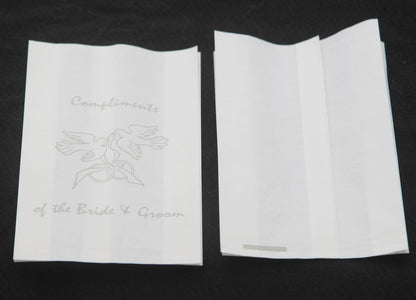 50 Pack Wedding Cake Bags Greaseproof Wax Paper Slice Take Home Favour Silver Doves