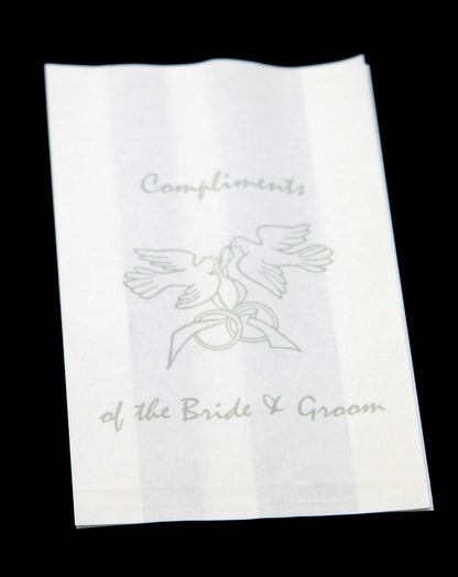 50 Pack Wedding Cake Bags Greaseproof Wax Paper Slice Take Home Favour Silver Doves