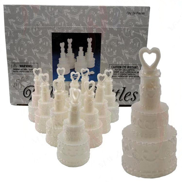 100 Pack Wedding Cake Blow Bubble Bottles White Plastic 6cm High Bomboniere Favour Guest Gift