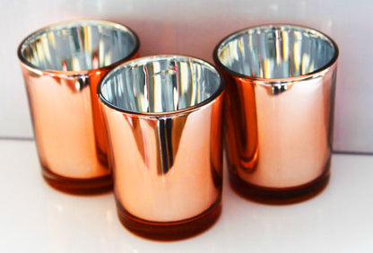 10 Pack Copper Votive Tealight Candle Holders Valentines Day Mercury  Wedding Decor Glass Candlestick Party Decorations Bridal Baby Shower Event
