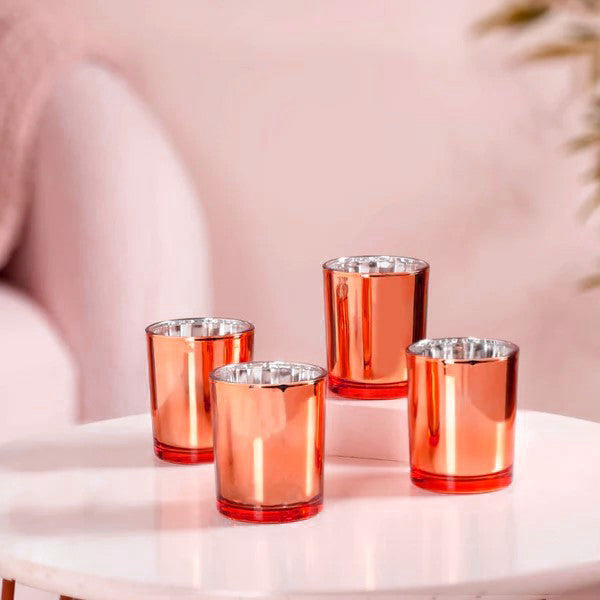 40 Pack Copper Votive Tealight Candle Holders Valentines Day Mercury  Wedding Decor Glass Candlestick Party Decorations Bridal Baby Shower Event