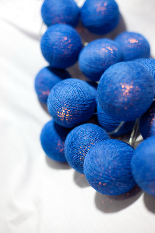 50 Ball Dark Blue LONG 5m String Light Battery Box 5cm Cotton Ball  Christmas Birthday Boy Special Occasion Decoration