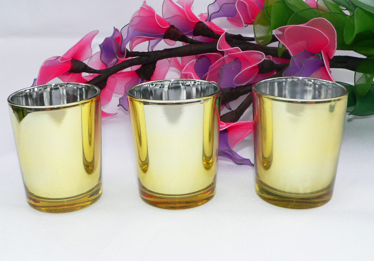 20 Pack Gold Votive Tealight Candle Holders Valentines Day Mercury  Wedding Decor Glass Candlestick Party Decorations Bridal Baby Shower Event