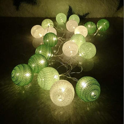 50 Ball Green Mix LONG 5m String Light Battery Box 5cm Cotton Ball  Christmas Birthday Garden Special Occasion Decoration