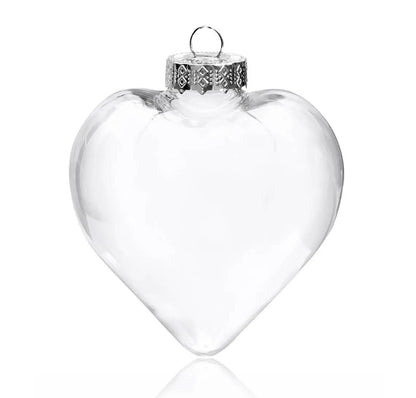 50 Wholesale Pack Iridescent Glass Heart Ornaments Fillable Baubles for Christmas Party Wedding DIY Craft Decorations