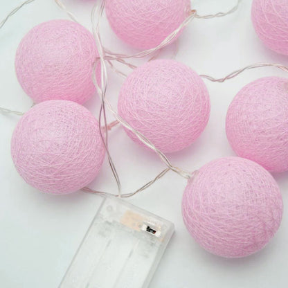 20 Ball Pastel Pink 3m String Light Battery Box 5cm Cotton Ball  Christmas Birthday Bbay Girl Special Occasion Decoration