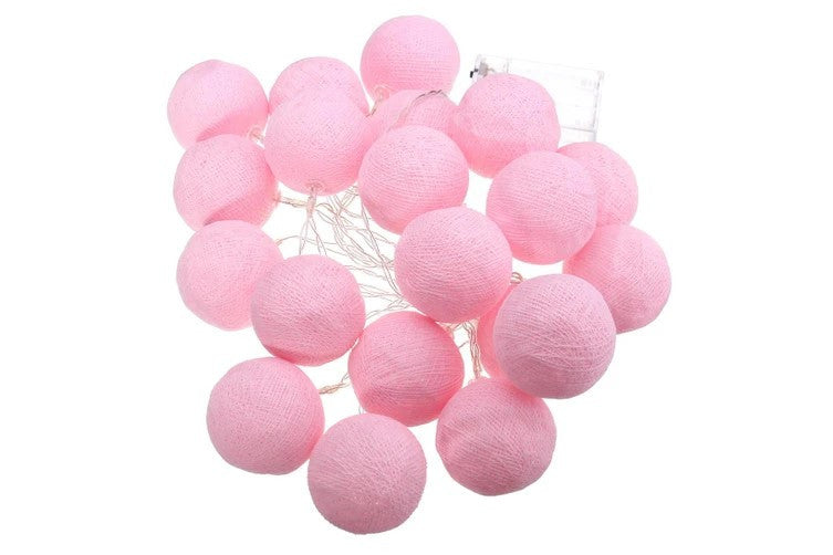 50 Ball Pastel Pink LONG 5m String Light Battery Box 5cm Cotton Ball  Christmas Birthday Bbay Girl Special Occasion Decoration