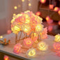 20 Pink n White Rose 3D Fairy Lights 3M String, Battery (AA) Indoor & Outdoor Decorations Wedding Valentines Romantic Room Table Lighting