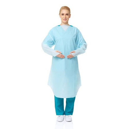 15 Pcs Disposable PPE Gown Protective Workwear Suit Thumb Hook Sleeve Coverall Apron Blue Medical Cleaning Painting