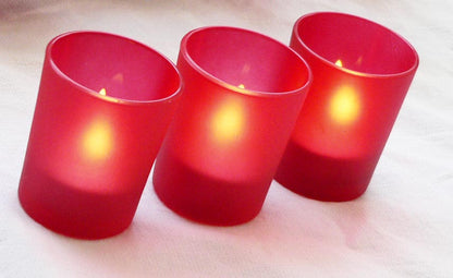 20 Pack Red Frosted Glass Votive Tealight Candle Holders Valentines Day Xmas Wedding Decor Glass Candlestick Party Decorations Bridal Baby Shower Event