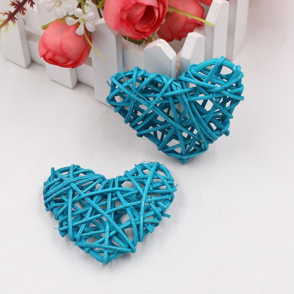 20 Turquoise Blue 3D Hollowed Rattan Heart-Shaped 3M String Fairy Lights, Battery (AA) Indoor & Outdoor Decorations Birthday Kids Celebration PartyRoom Table Lighting