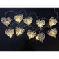 20 White 3D Hollowed Rattan Heart-Shaped 3M String Fairy Lights, Battery (AA) Indoor & Outdoor Decorations Wedding Valentines Romantic Room Table Lighting